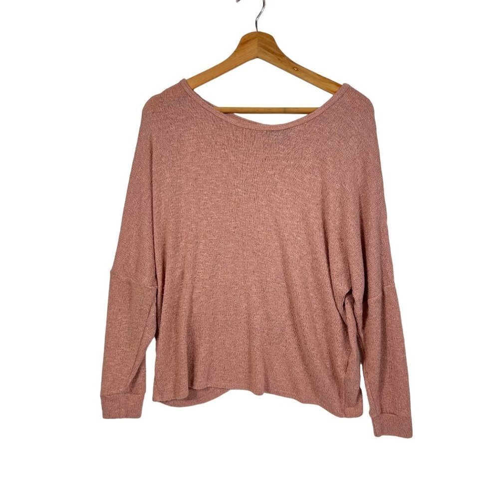 Lulu's Women's Pink Sweater Wrap Back Long Sleeves Balletcore size Medium